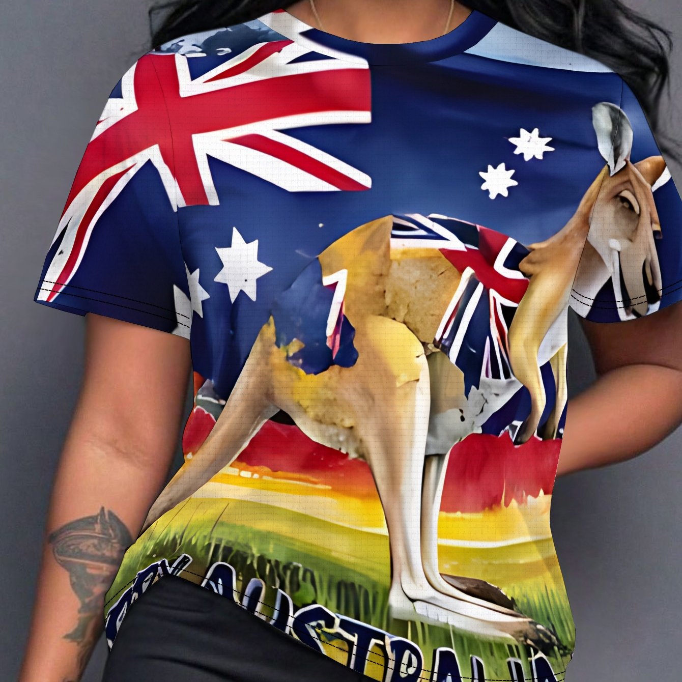 TEMU Australia Day Women's T-shirt Digital Graphic Print Design Fit