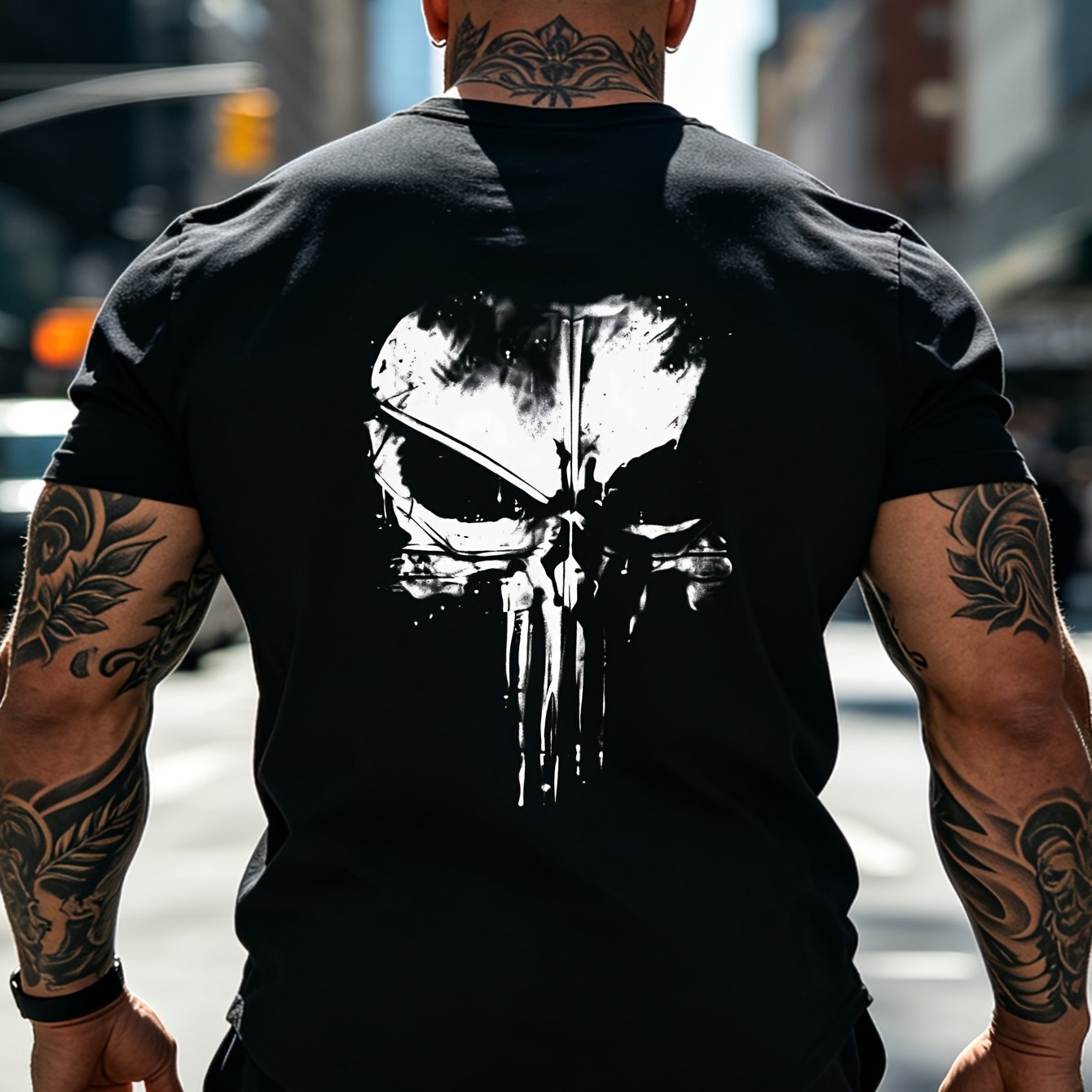 TEMU T-shirt pour Homme à Motif de Crâne Sale - T-shirt de Style Gothique avec un Crâne, Article Robuste pour le , Tissu Durable, Respirant, Tenue