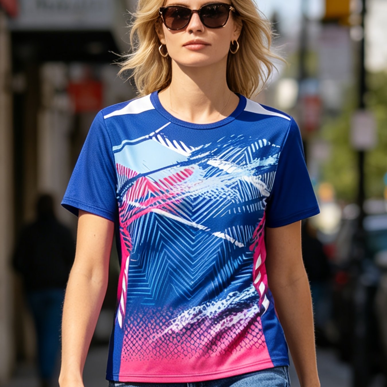 TEMU Women's Quick-dry Short Sleeve T-shirt Summer Thin Printed Fashion Loose Casual Athletic Top T