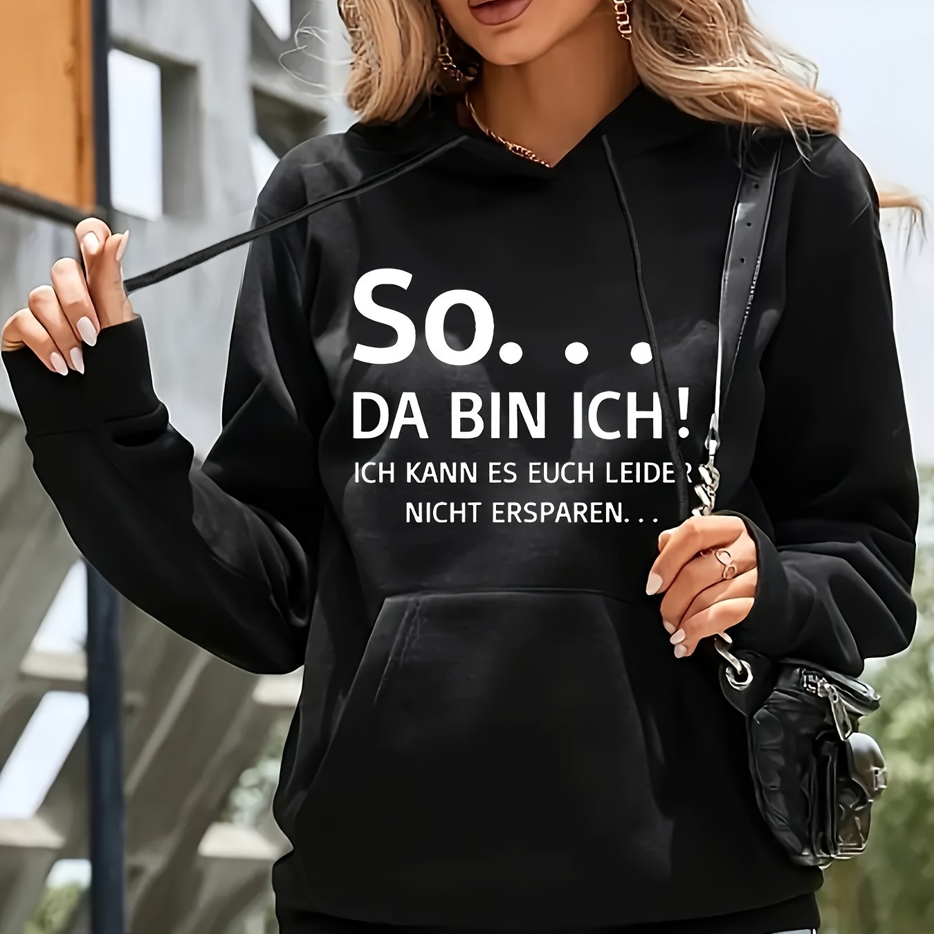 Plus Size - Plus Size - Plus Size Casual Women's Letter Print Lightweight Hooded Sweatshirt