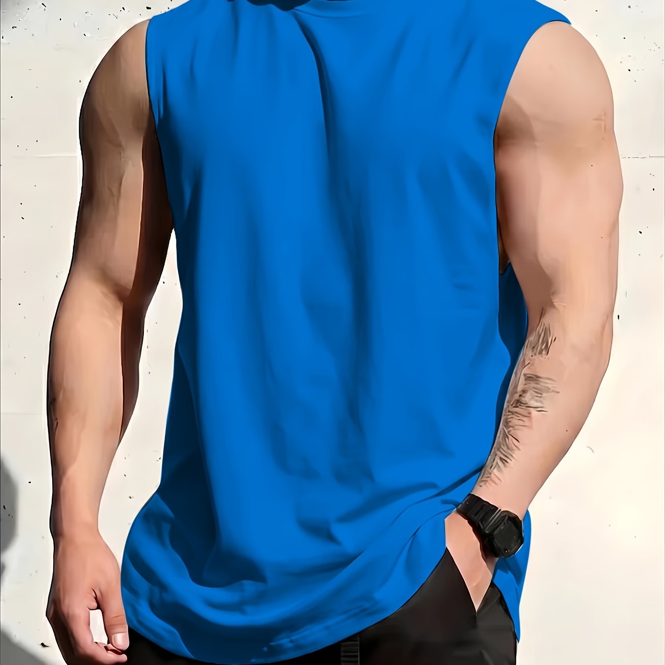 TEMU (print Design - Not Textured) Men's Casual Vest Fitness Training Running Casual Daily Sleeveless Camisole Base Layer Outerwear Trendy Random