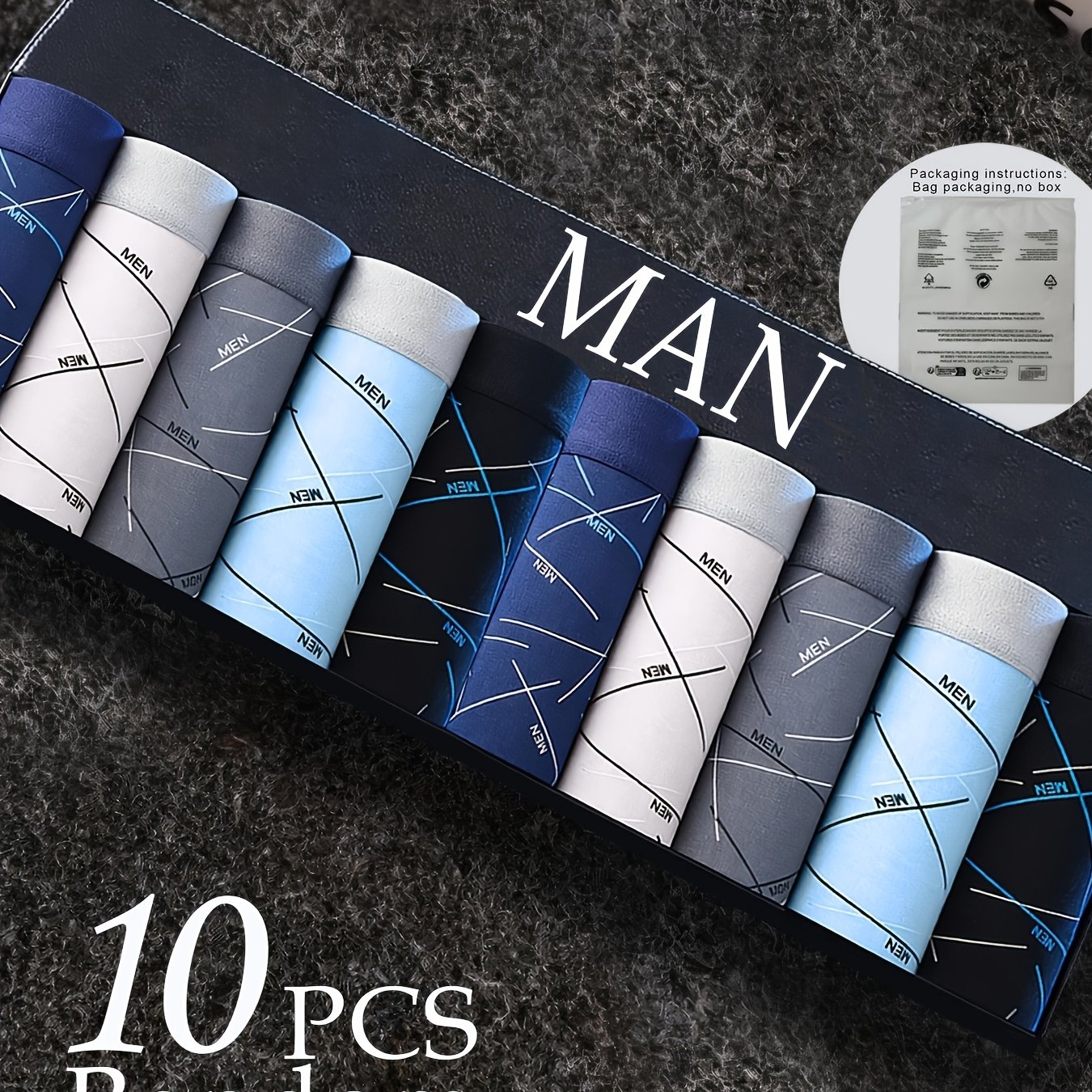 10pcs Random Men's Boxer Briefs With Color Block Geometric Patterns And Letter Prints. Easy, Stylish, And Comfortably Casual