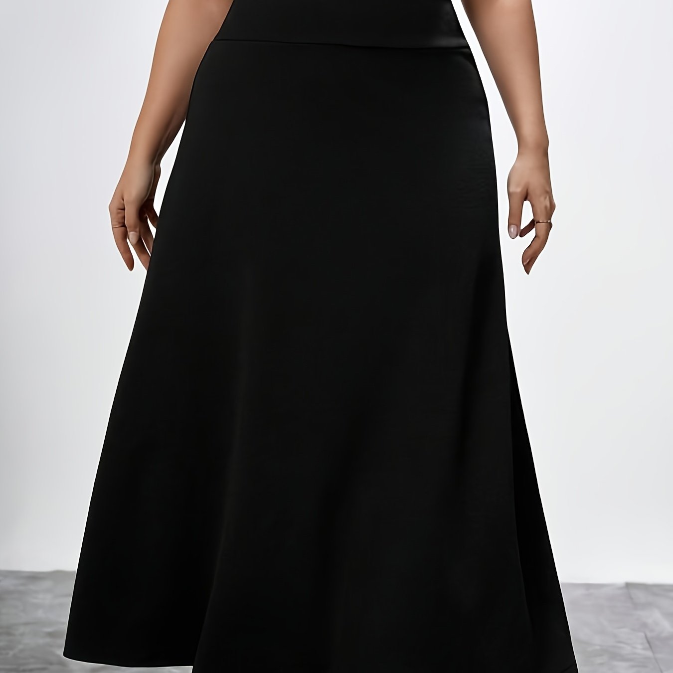 TEMU Plus Size - Solid Color Skirt, Plus Size Available, Suitable For Autumn And Winter, Flattering For Pear And Triangle Body Types, Suitable For