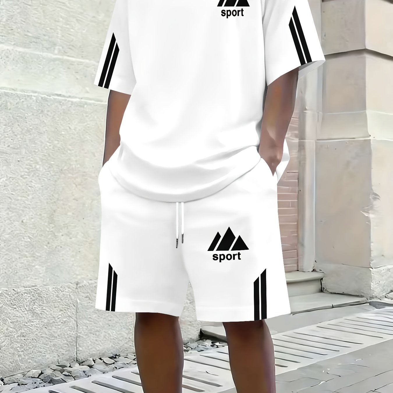 TEMU Men's Casual Trendy Fashion Sportswear Set, Summer Casual Short Sleeve And Shorts 2pcs Set