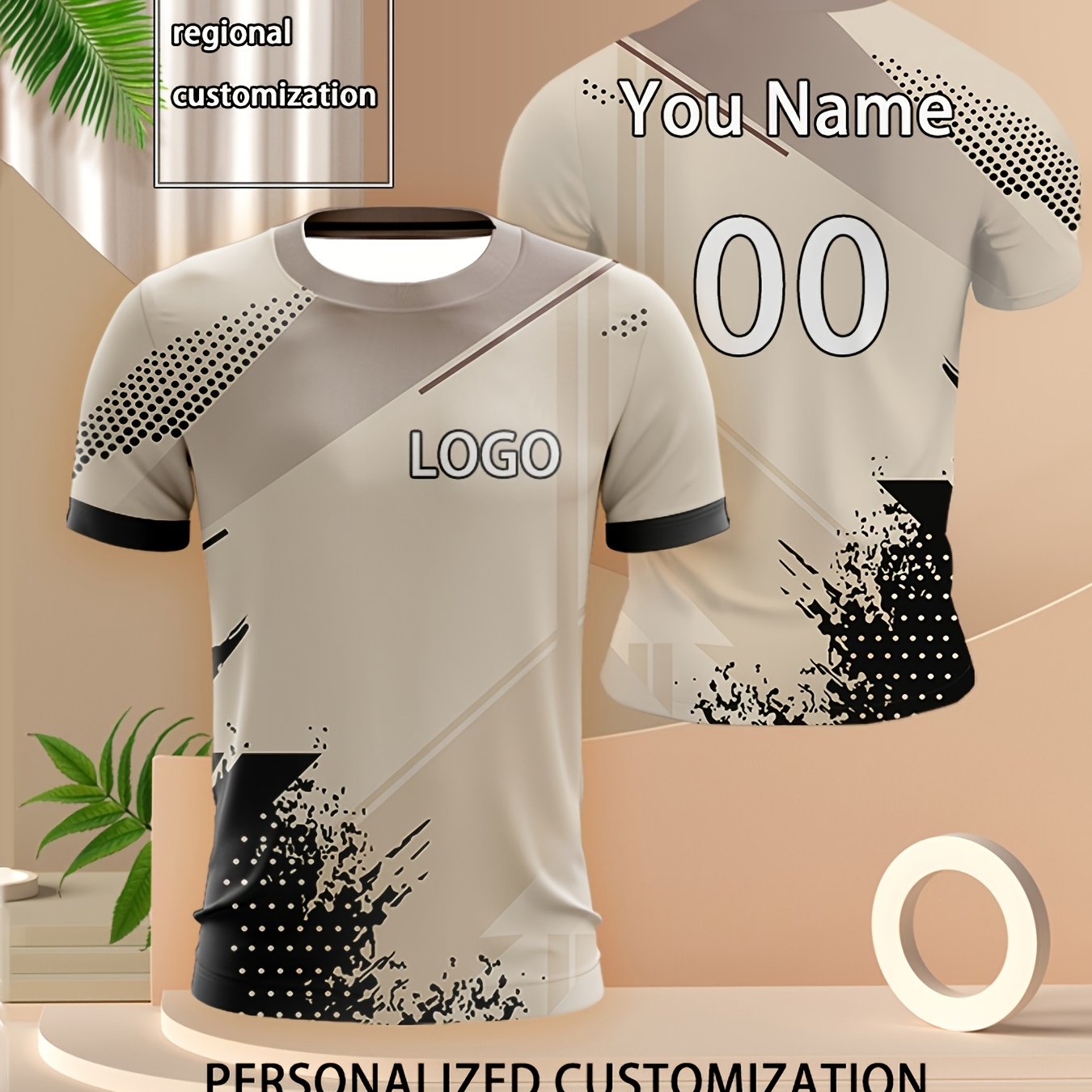 TEMU Personalized Short Sleeve Sports T-shirt With Print, Loose Neck Graphic Jersey