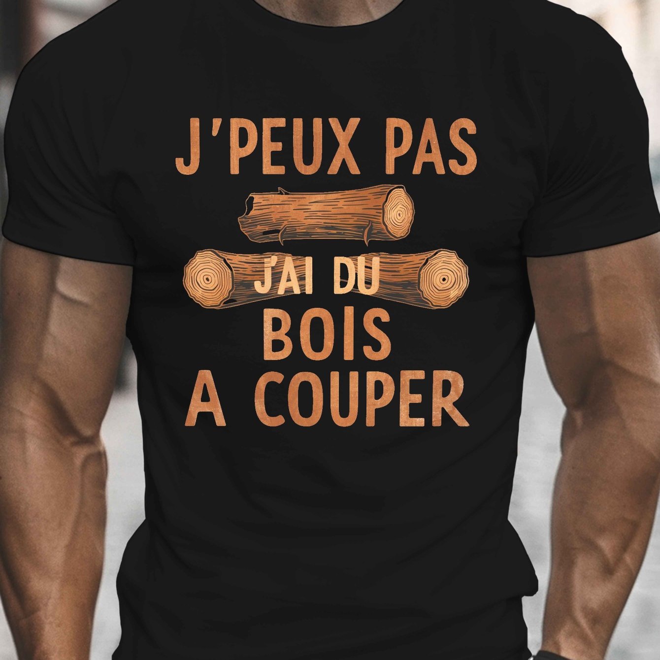 TEMU T-shirt Homme Manches Courtes Col Rond "I CAN T I HAVE WOOD", Imprimé, T-Shirt Décontracté Confortable et Léger pour l'Été