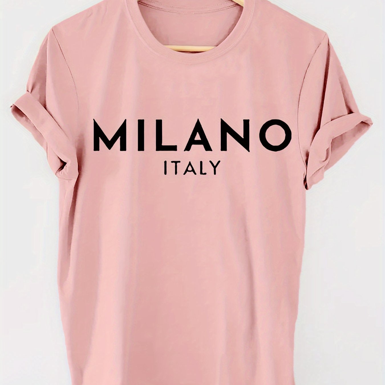 Image of Casual Short-sleeve Crew Neck T-shirt With A Letter Print, Perfect For Summer And Spring, Designed For Women
