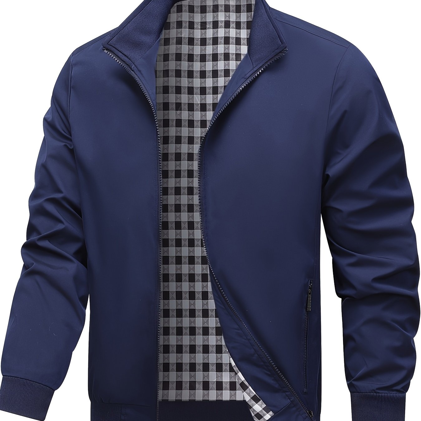TEMU Chaqueta para hombre 2025, ropa de abrigo de /otoño, de negocios, superior de moda casual, bómber de , elegante y casual, con forro a cuadros,