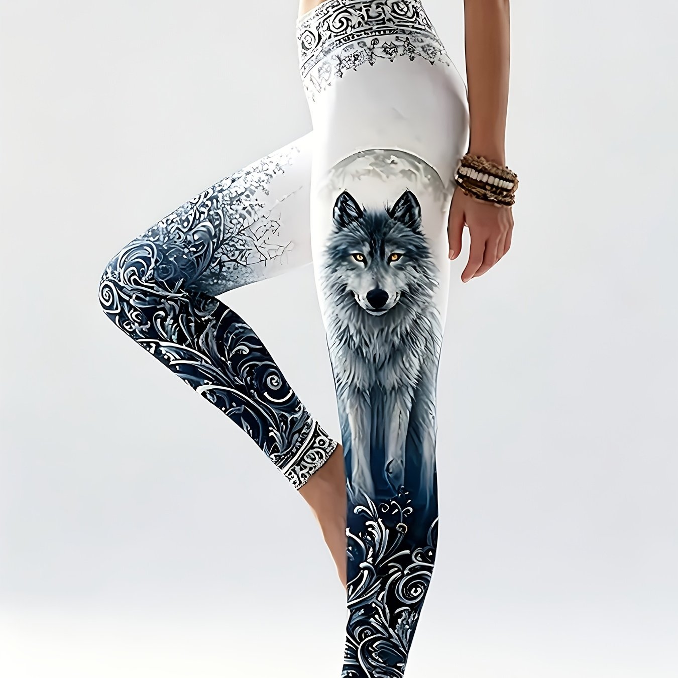TEMU New Summer Women's Vintage Nordic Mythology Viking Print Leggings | Yoga Pants, Lightweight And Stretchy, High-waist Elastic Waistband, Thin