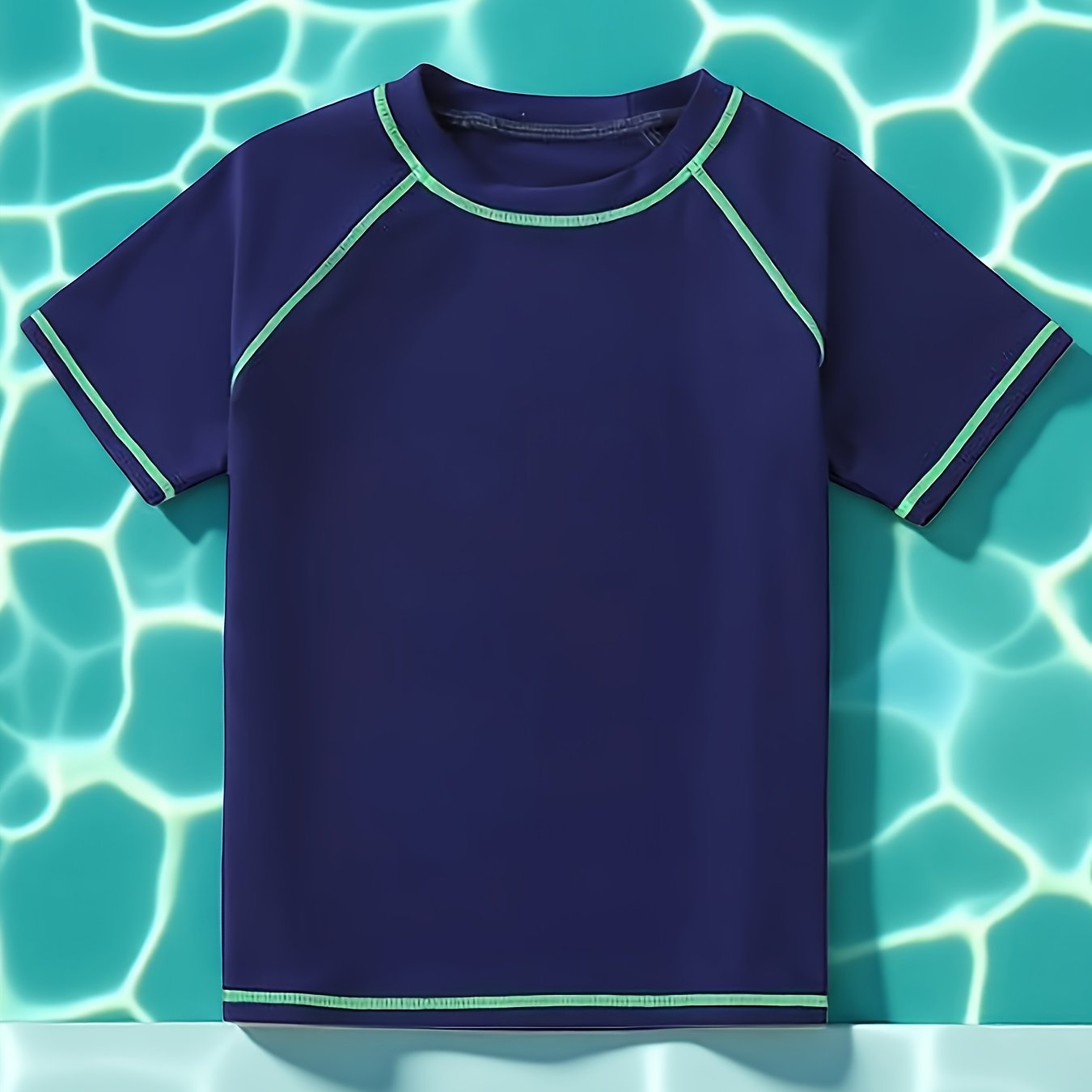 TEMU Boys' Swimsuit In Navy Blue, Quick-dry Breathable For Play, 1pc