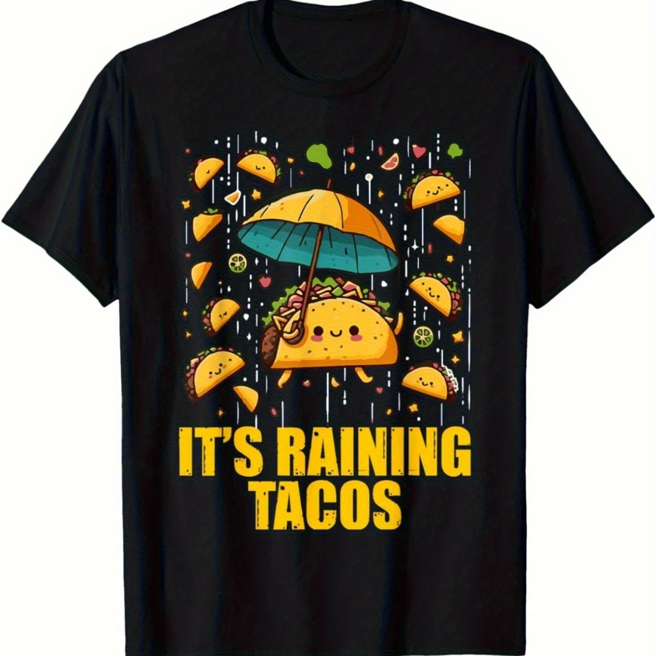 TEMU Raining Tacos Lovers Kids Girls Boys T-shirt For Boys Fashion Trend Bottoming Shirt, Pure Cotton T-shirt, Crew Neck, Short Sleeve, Street Wear, Graffiti Print, Summer Casual 's, Perfect Gift For