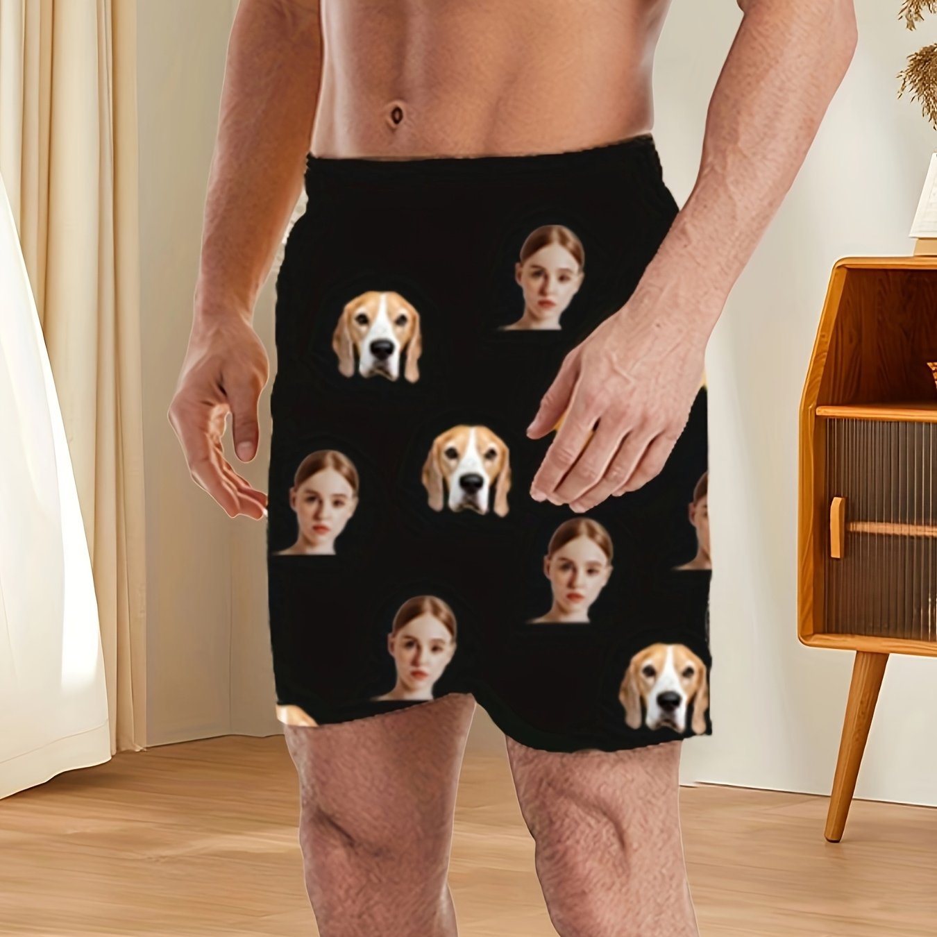 TEMU Personalized Men' Shorts - Custom Photo Gift For Husband, Boyfriend, Pet Lovers - Soft Polyester Lounge Shorts - Birthday, Anniversary Present -