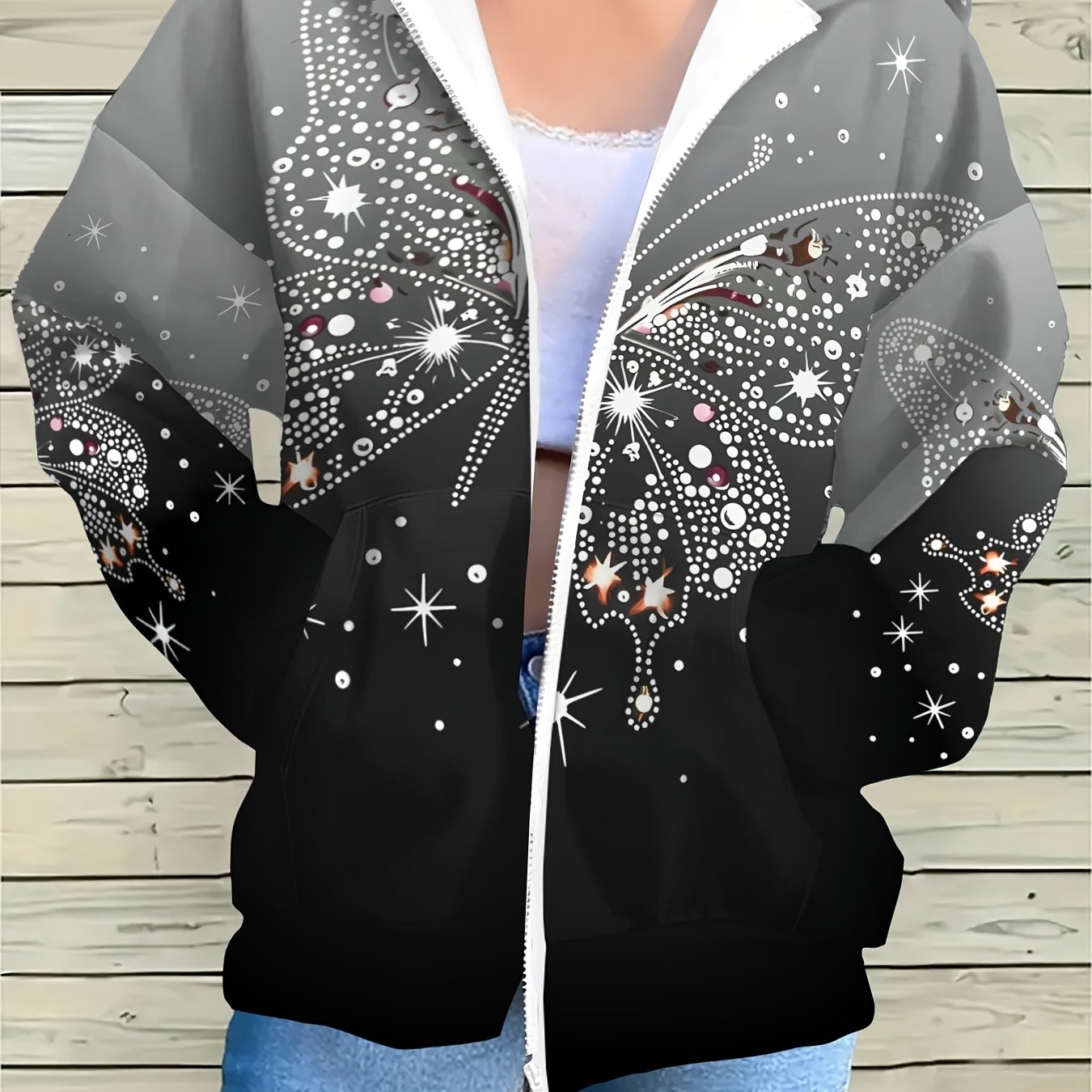 TEMU Long Sleeve Zip-up Hooded Sweatshirt For Women, Spring/autumn Daily Outing Casual Comfortable Versatile Women's Top