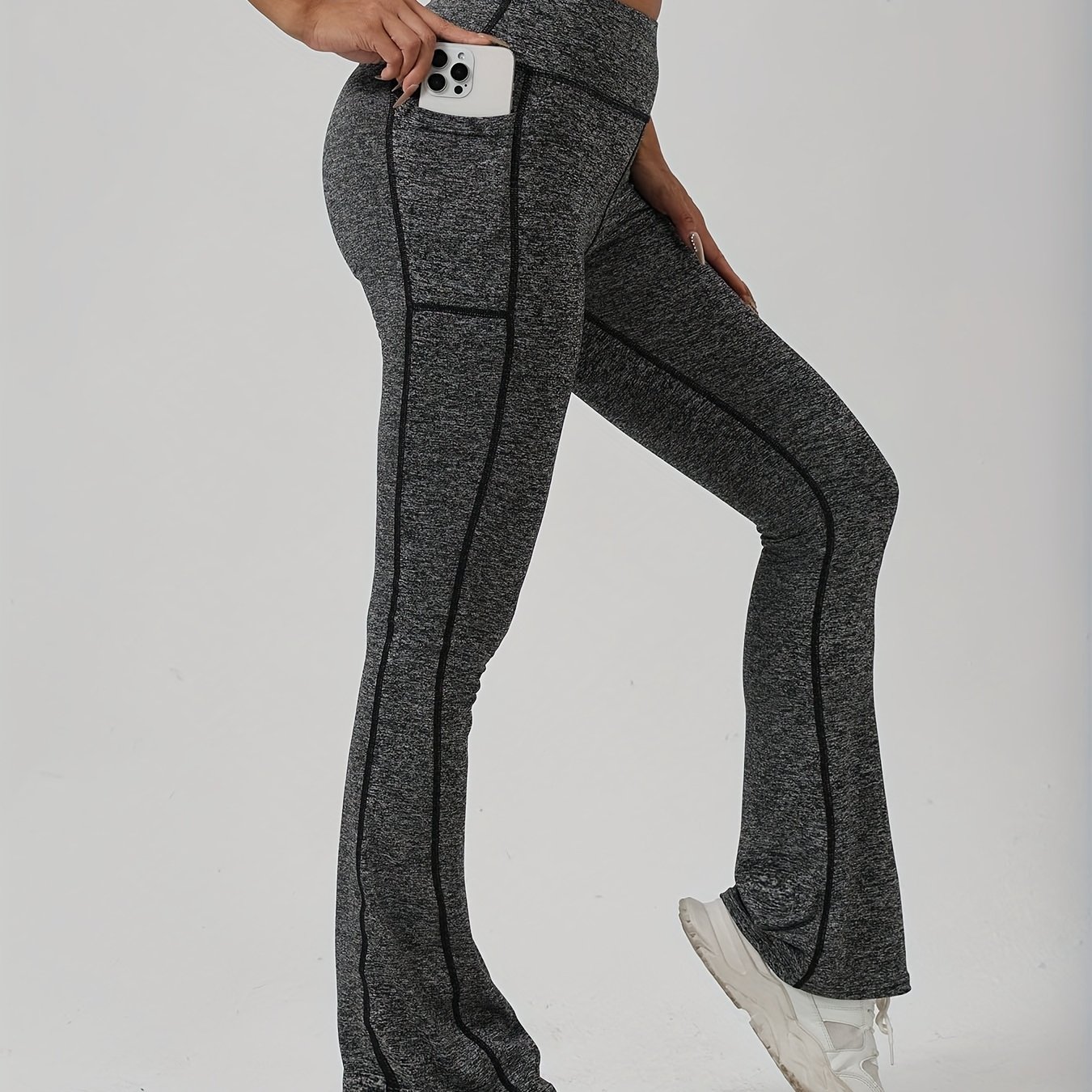 E-shop 1 Stück Damen Schlaghose mit leichtem Schlag, Damen High Waist Bauchkontrolle Po-Lifting Schlaghose, Einfarbige Straight Leg Hose mit und weitem