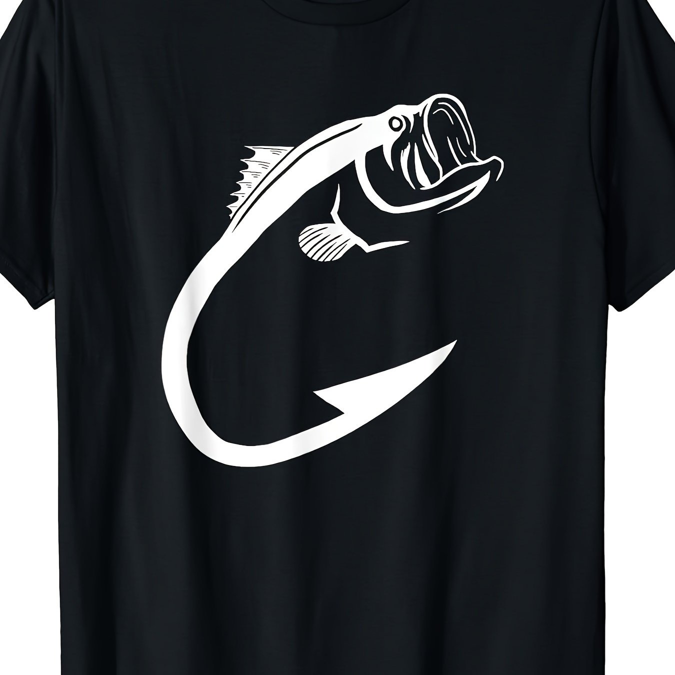 TEMU Men's Cotton T-shirt | Black With White Geometric Print | Round Neck, Short Sleeve | Breathable & Comfortable | Machine Washable | Ideal For