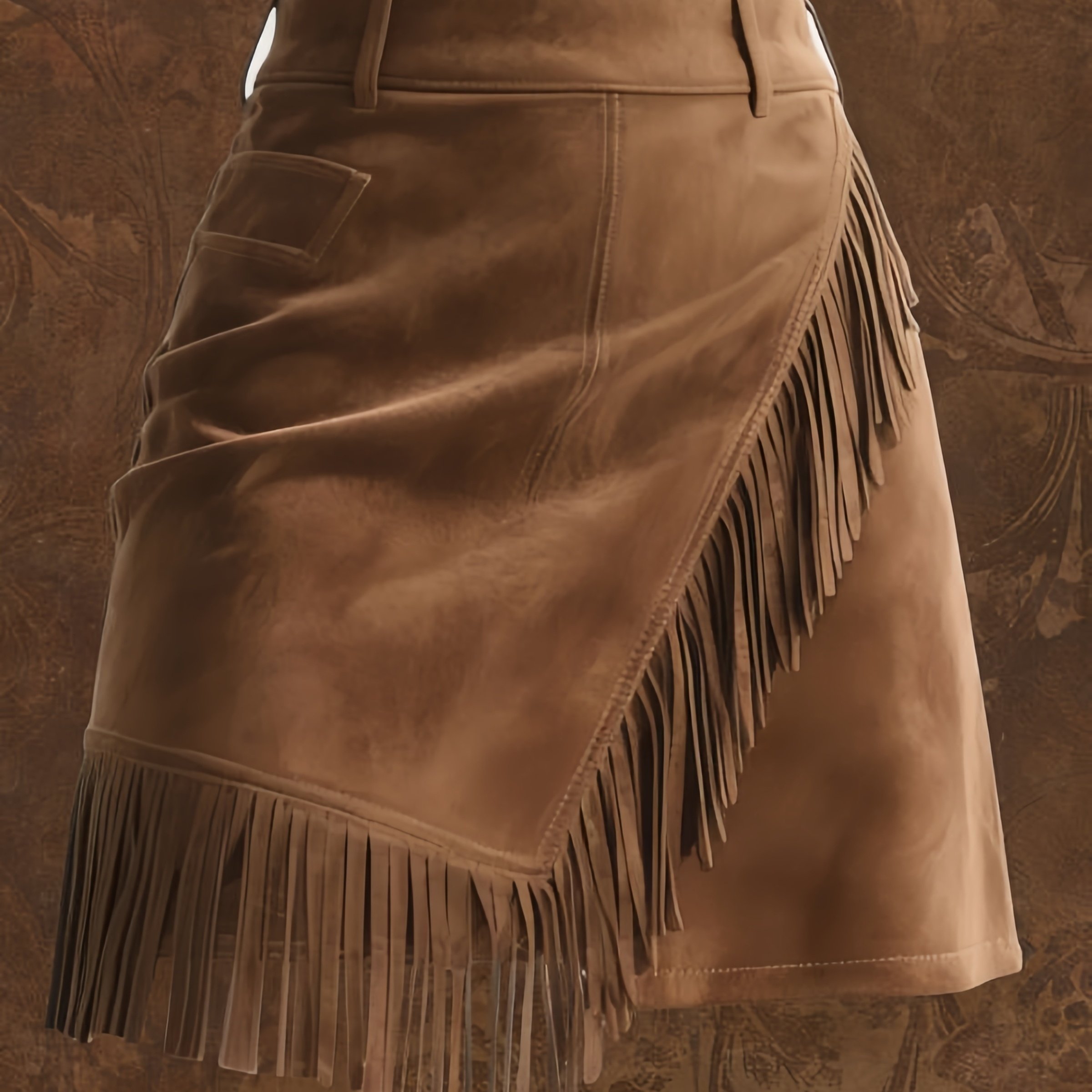Women's Vintage Western Fringe Asymmetrical Skirt