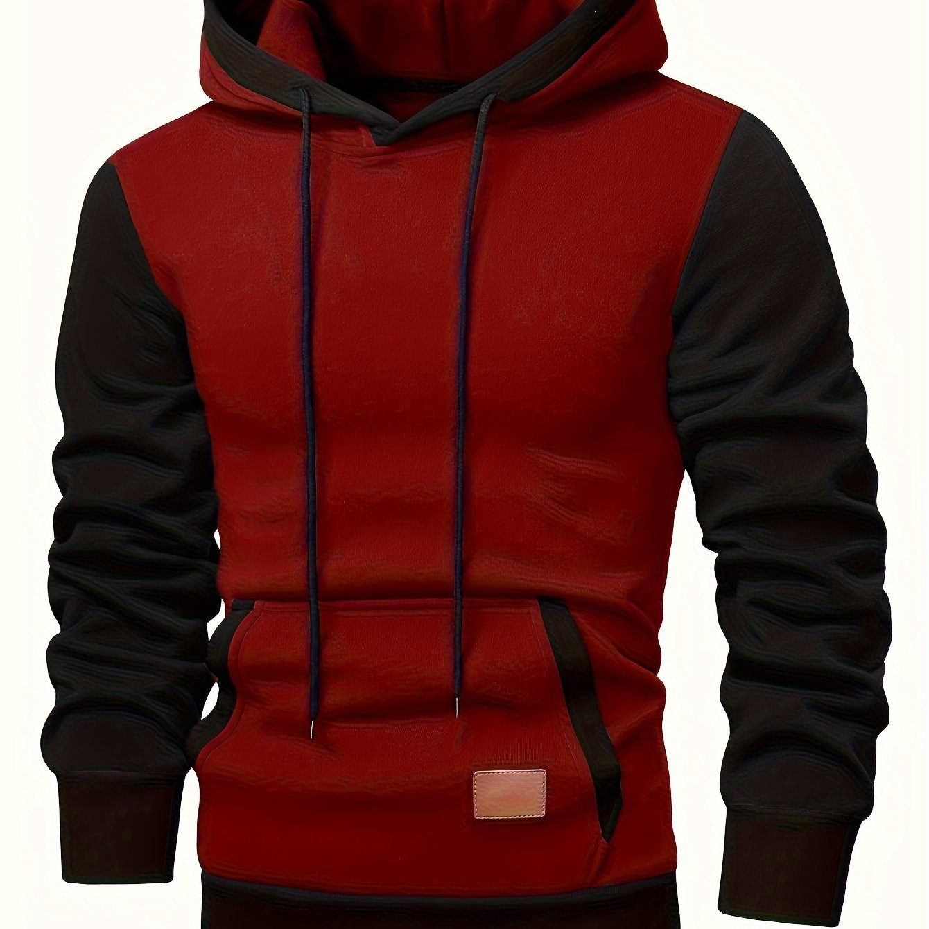 TEMU Label   Men's Hooded Long Sleeve Sweatshirt With A Kangaroo Pocket, Casual And Chic Tops For Daily Outerwear