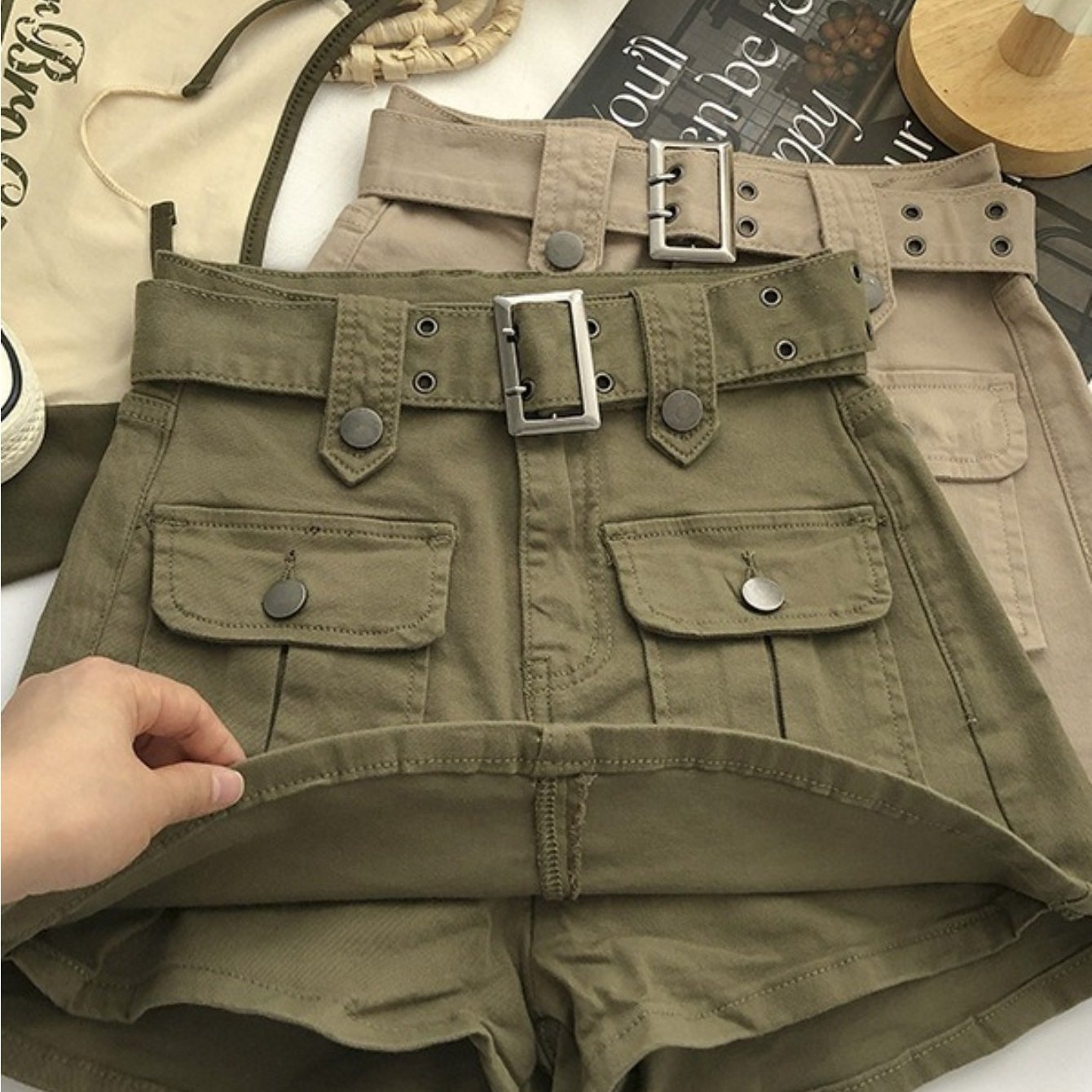 TEMU Women's High-waist Cargo Skirt With Built-in Shorts, Style Fashion Suitable For Daily Wear And Casual Occasions, Spring And Summer, Easy To Move