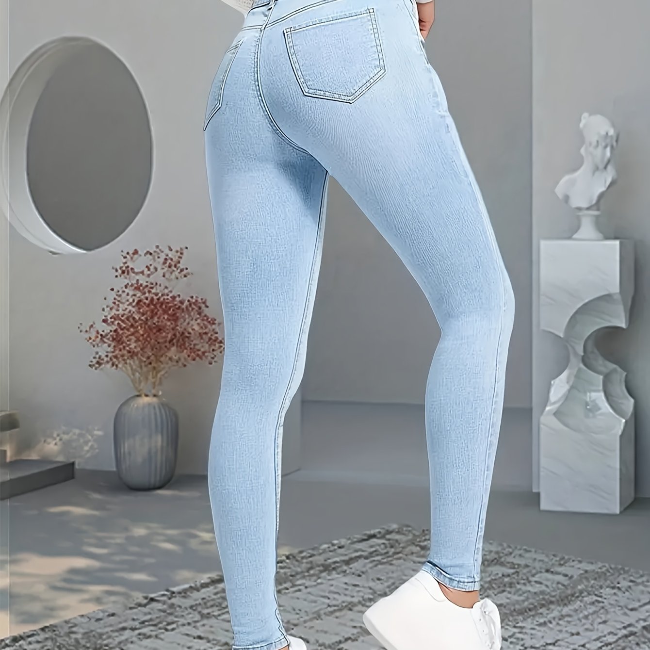 Women's Stylish Stretch Skinny Pants - Slim Blue Jeans For