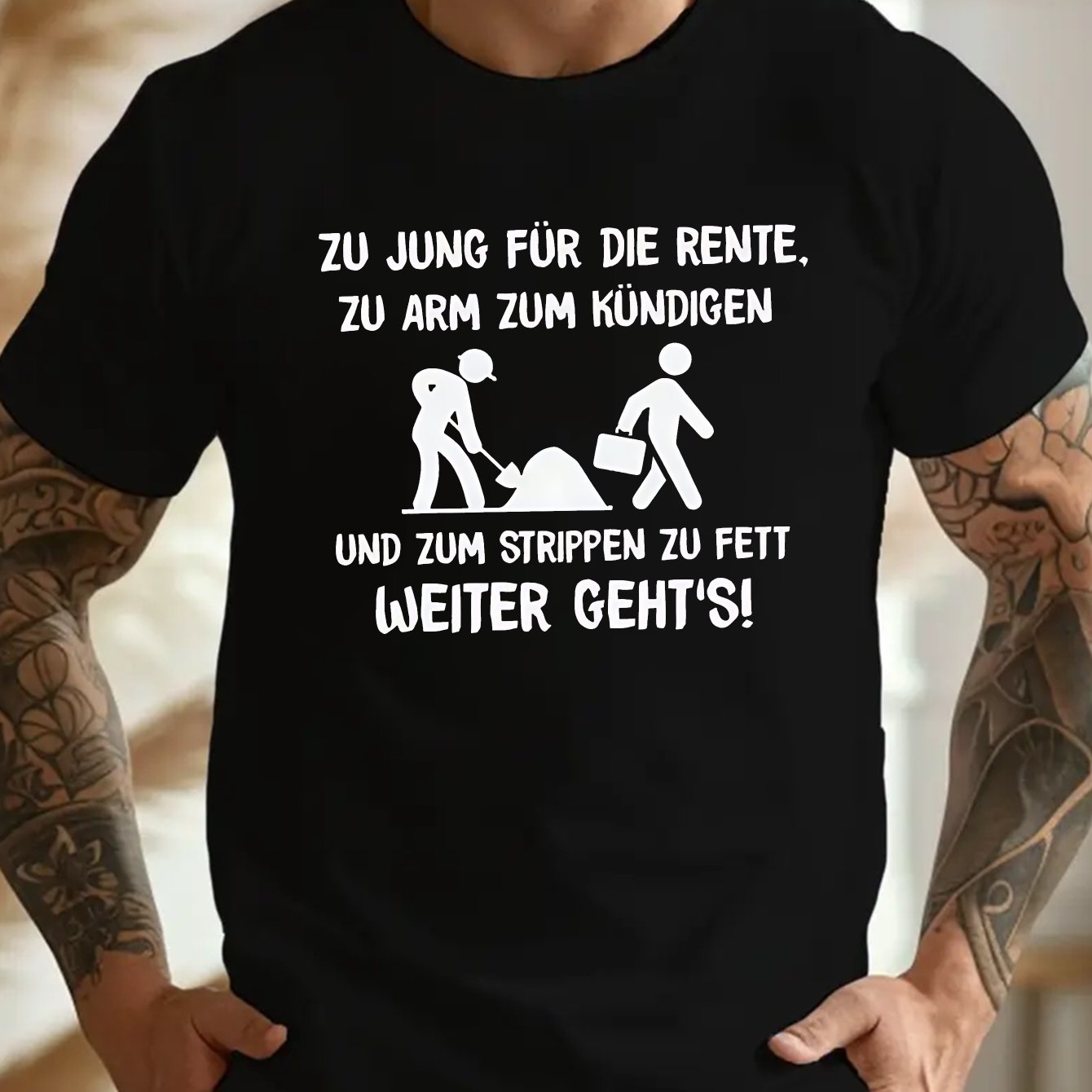 Plus Size Men's T-shirt With A Fun German Crinkle Design, Plus Size
