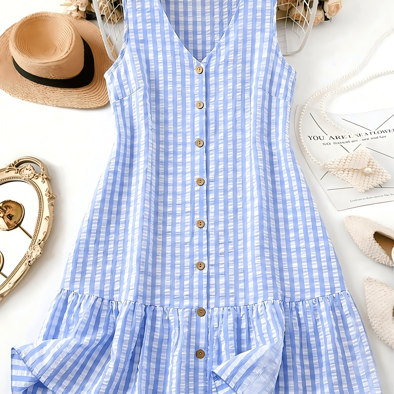 TEMU Vestido de de talla grande para mujer, vestido de mujer con botones, vestido de pícnic para mujer, vestido casual para mujer
