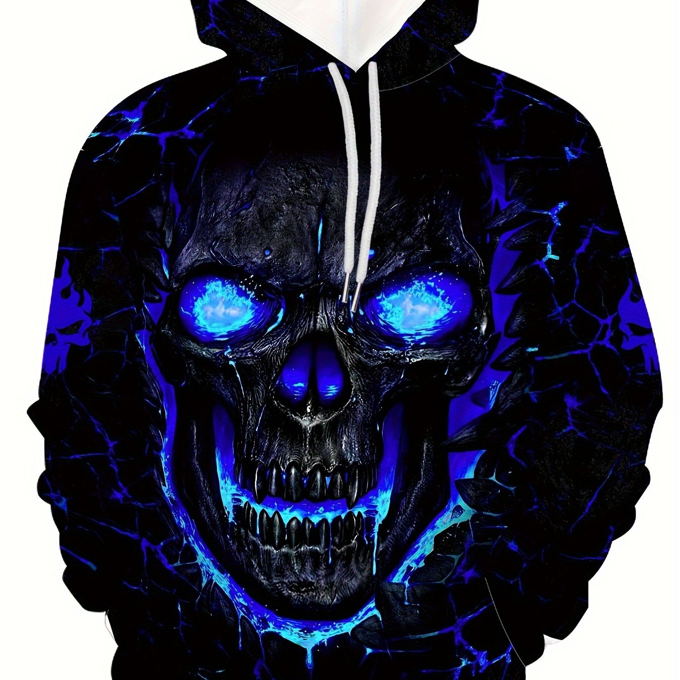 TEMU Casual Pullover Hoodie With 3d Skull Stretch Digital , Washable Clothing