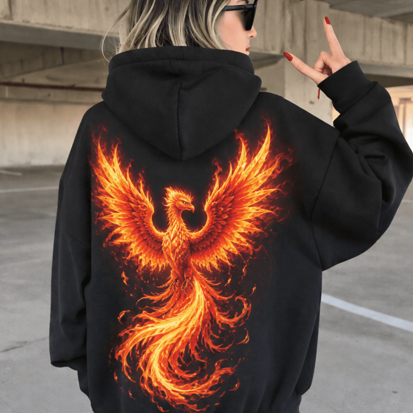 Image of A Trendy Hoodie Designed With A Phoenix Theme Woman's Hoodie Fleece Thickened Hoodie For Fall And Winter Casual Or Streetwear Style Ideal Gift For Who Love Mythical Art And Fashion