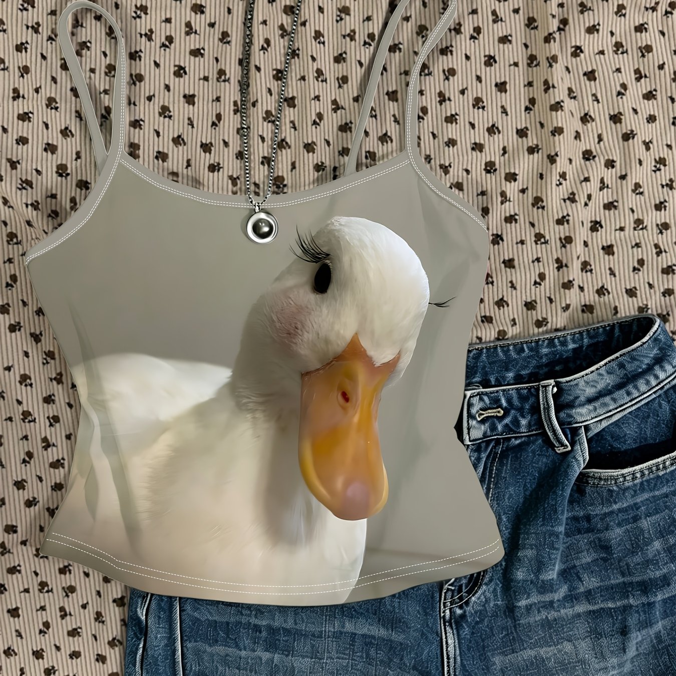 TEMU Transparent Printed Duck Pattern Camisole Vest, Women's Fashion