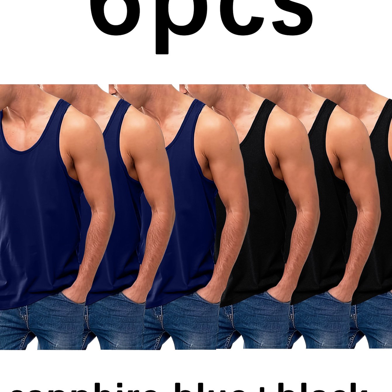 TEMU Plus Size Men's Casual Tank Tops 6pcs, Plus Size