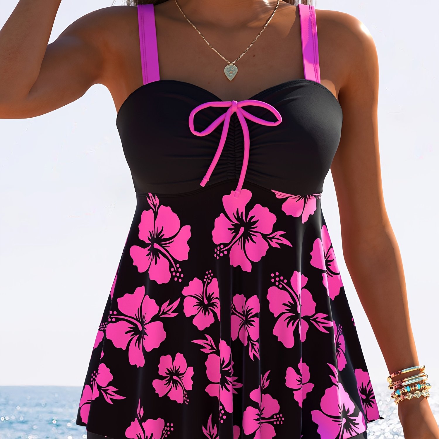 Women's Comfortable Conservative Fashionable Tankini Vacation Casual Elegant Swimsuit Set