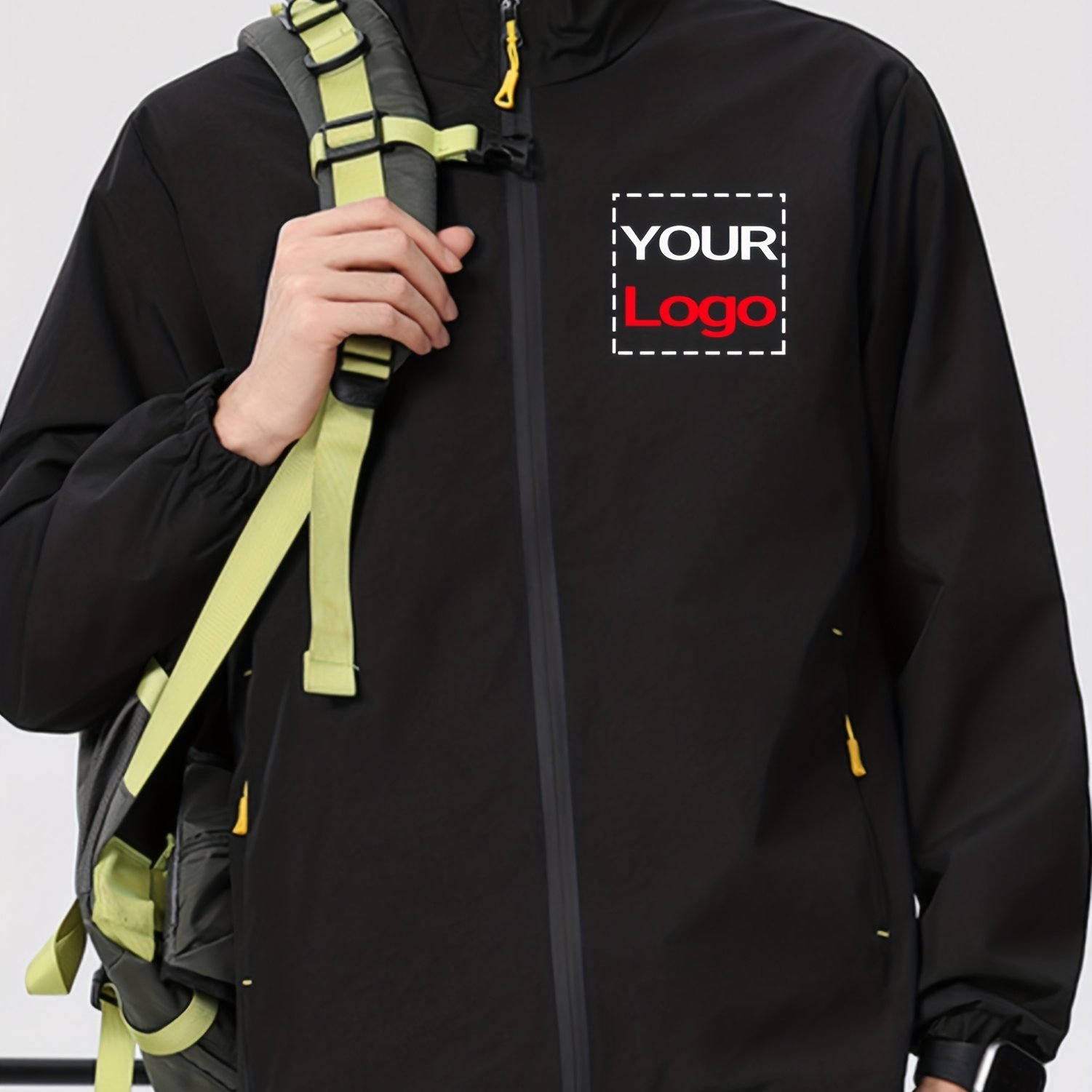 TEMU [Placa Base] Chaqueta Casual para Hombre Personalizable, Abrigo de Otoño Invierno, Estampado en Pecho y Espalda, Cuello Cruzado, Botones,