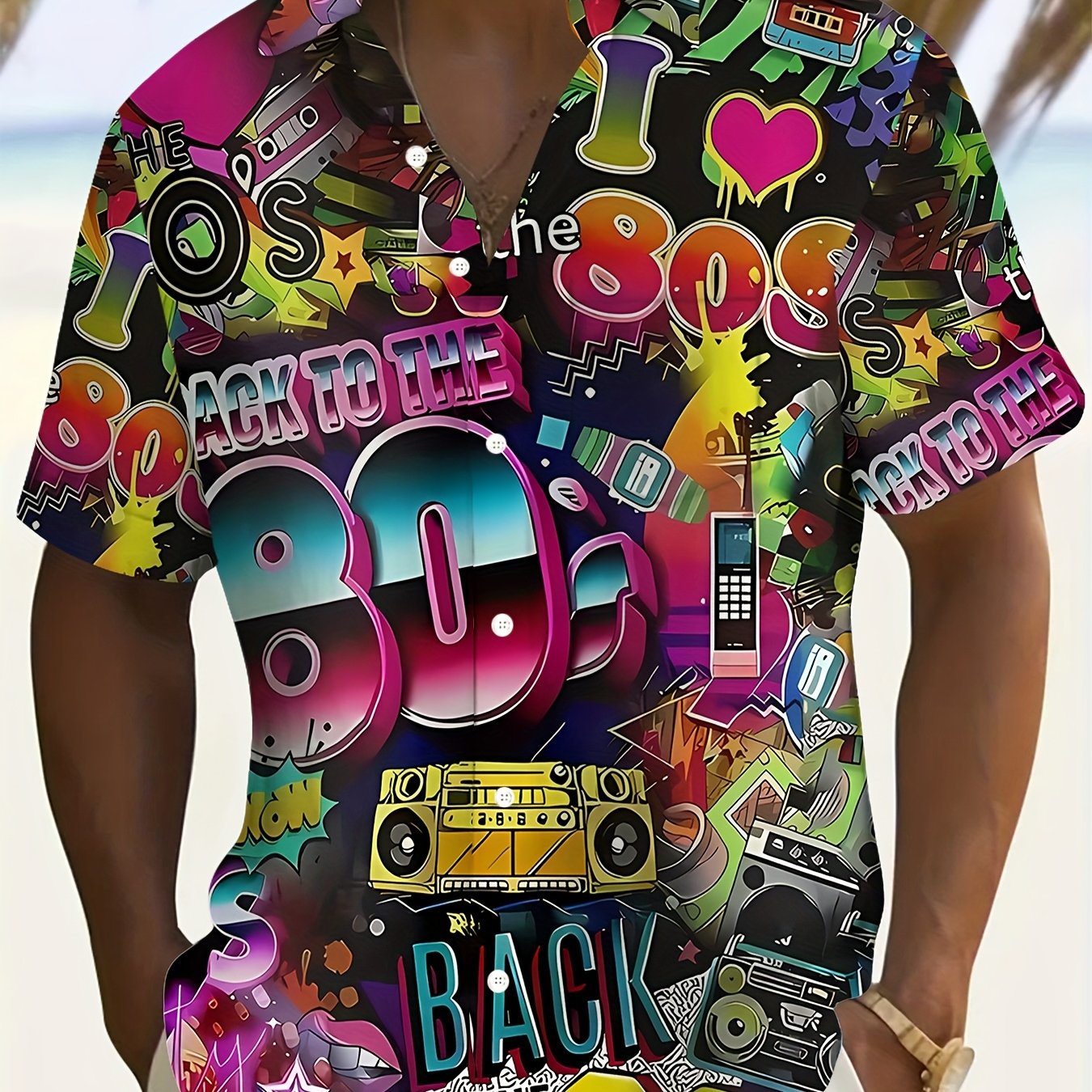 Fashion Print Men's Casual Button- Short Sleeve Shirt, Spring Summer Autumn Men's Clothing, Men's Tops