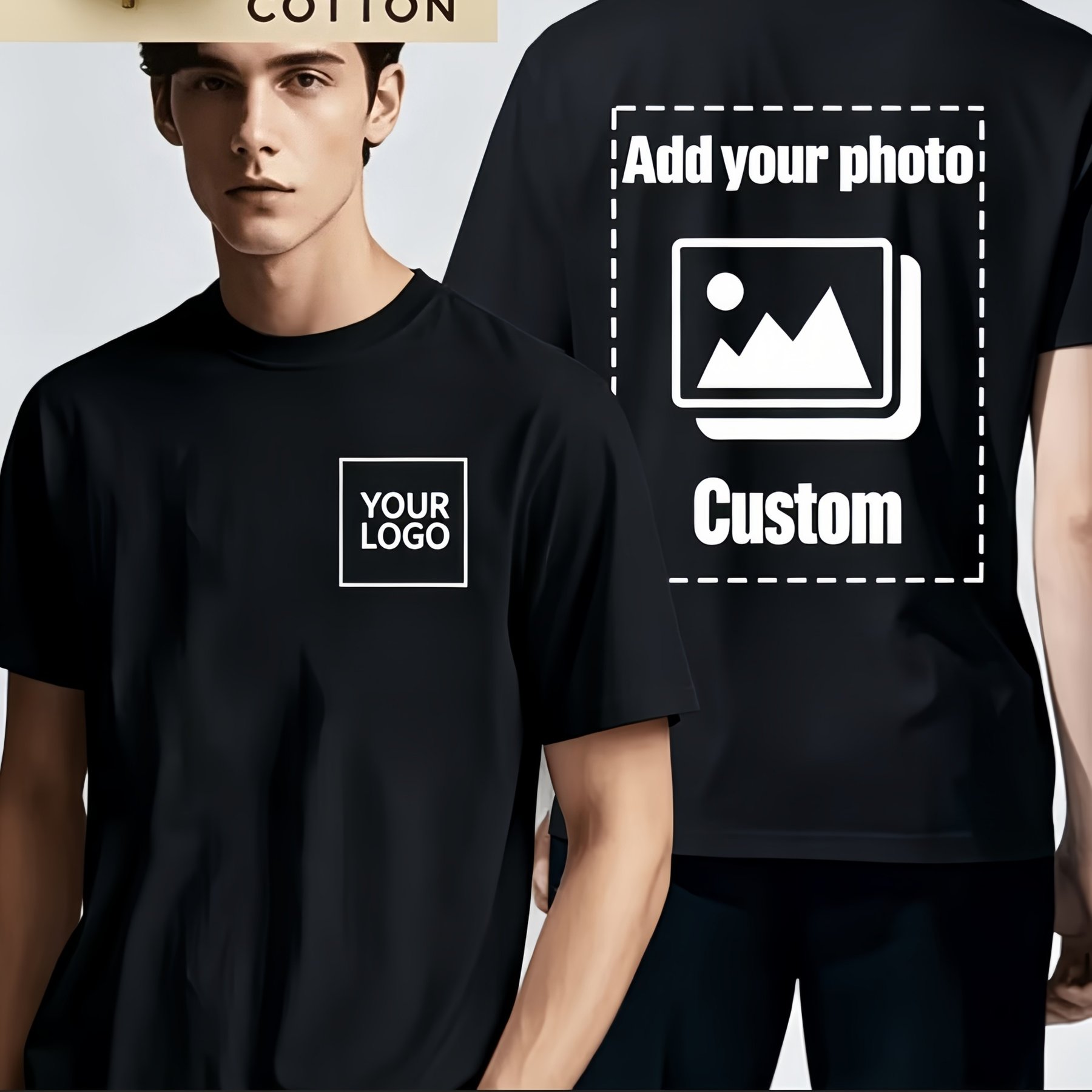 Image of Plus Size Customizable Short Sleeve T-shirt - 100%, Double-sided Printing Compatible For Team Uniforms, Workwear & Personalized Logo Text - Round Neck Casual Summer Tee For S (machine Washable)
