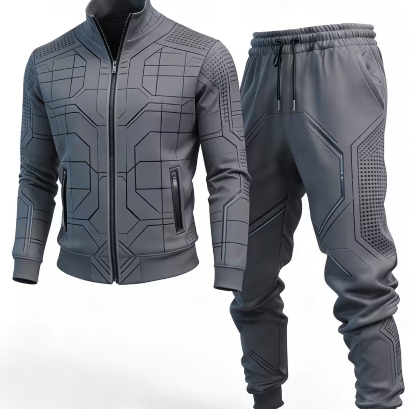 Men's Casual Sports Jacket And Comfortable Long Pants Set, Suitable For , Regular Fit With Matching Set, Men's Sports Outfit, Suitable For Casual Wear, Semi-formal Occasions, And Team Uniforms