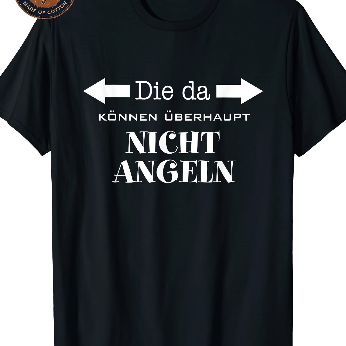 Image of Men's T-shirt Funny Angler German Text Graphic Print T-shirt Unisex Casual Breathable Soft Streetwear Summer Everyday Wear Single Gift Comfortable Round School Attire Neck Side Co