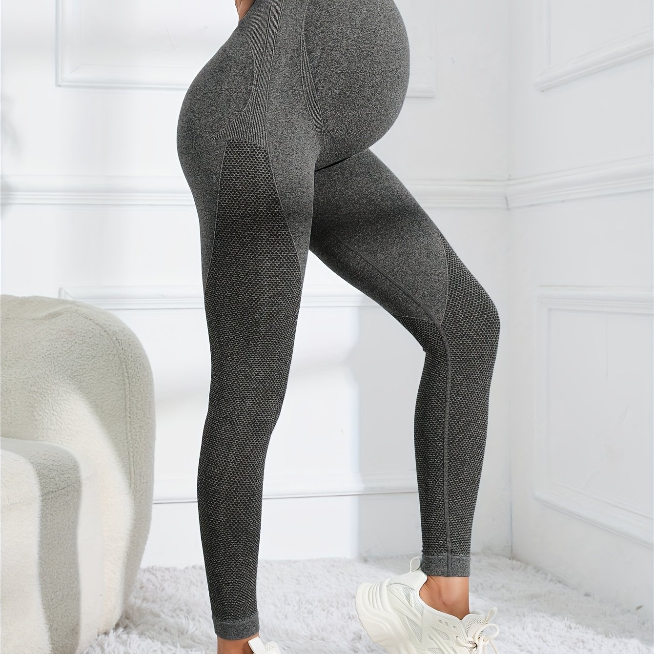 TEMU Women's Maternity Leggings Quick Dry Breathable Yoga High Waist Pants Slim Fit Stretchy, Pregnant Women's Clothing