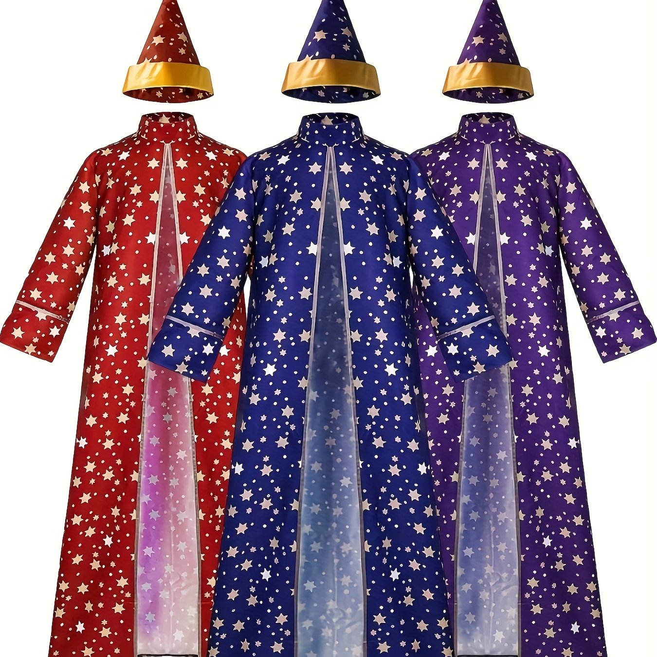 TEMU Halloween Cosplay Costume, Performance Outfit, Magic Robe, Star And Moon Wizard Costume, Suitable For Christmas Parties