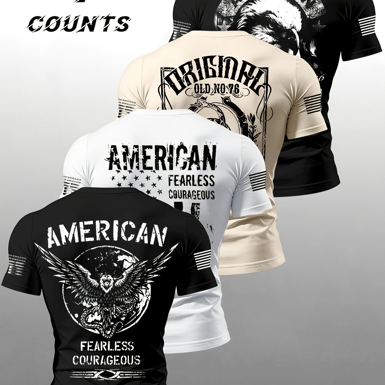 TEMU Men's Graphic Print Crew Neck T-shirt, Men's Summer Casual Short Sleeve
