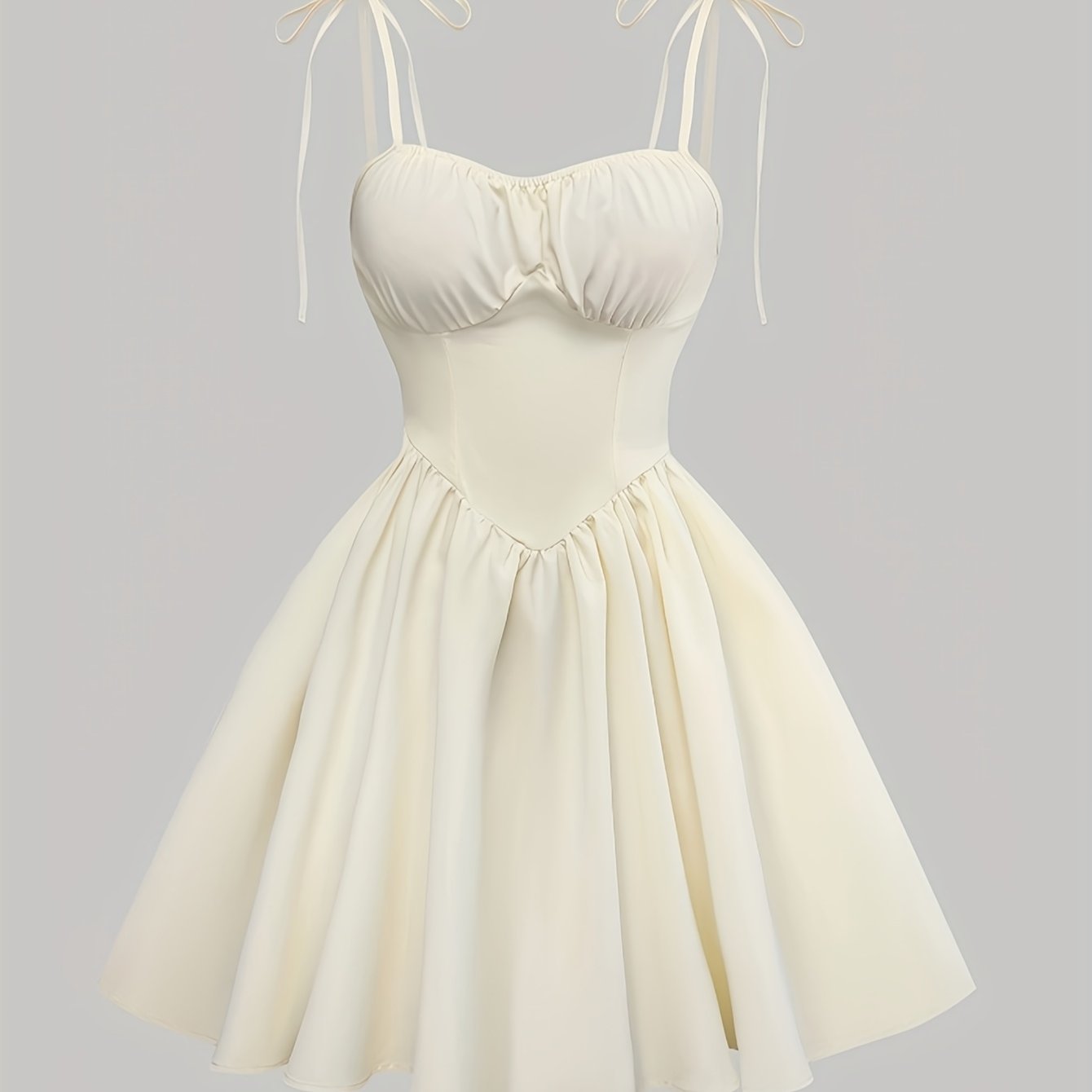 E-shop Strapless-Korsett-Rock im Vintage-Stil - Ärmelloses Polyester-A-Linien-Rock mit gerüschtem Bus und Krawatten-Detail, für Frühling/Sommer,