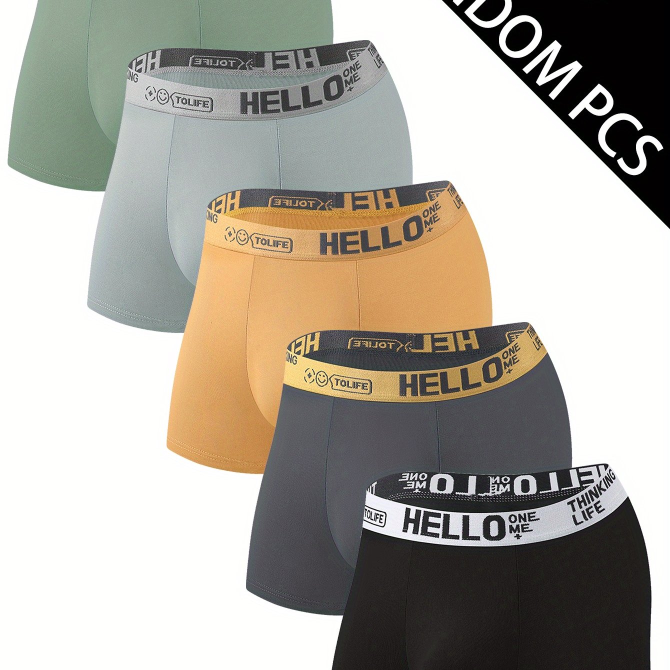 TEMU Random 1-3-5pcs Men' Color Boxer Briefs, -friendly, Breathable And Comfortable Four- Underwear, Elastic Sports Shorts, Men's Casual Underwear,