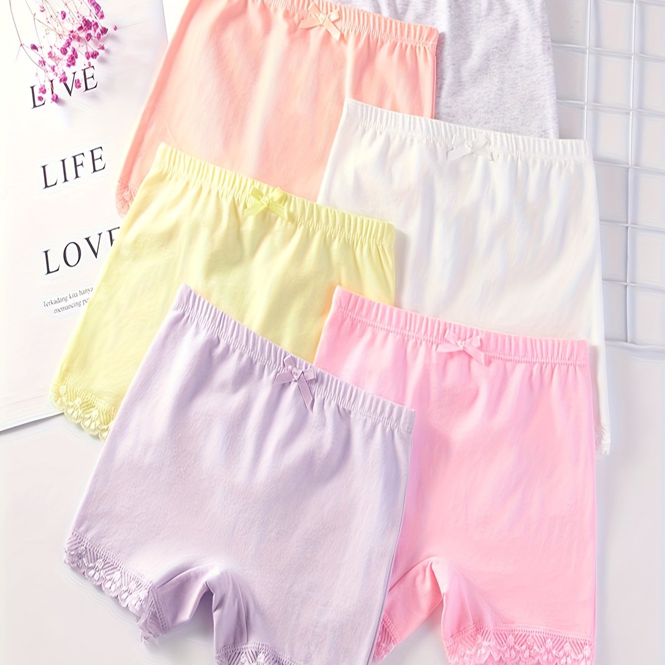 6pcs ' Shorts Small Medium Large Girls' Underwear Dance Anti-sheer Solid Color Shorts