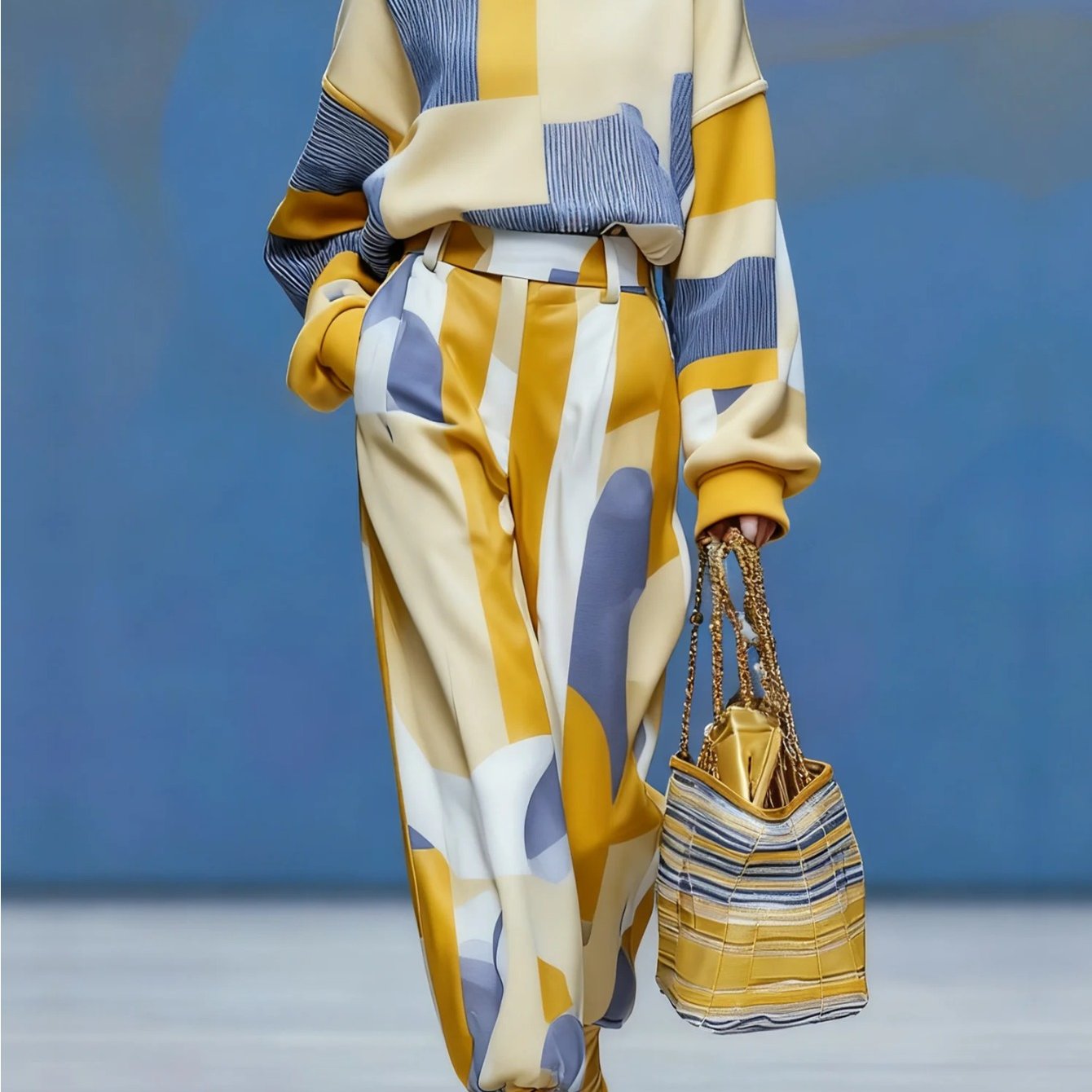 TEMU Geometric Print Oversized Hoodie And Pants Two-piece Set Women's | Stylish Vibe, Ideal For Daily And Casual