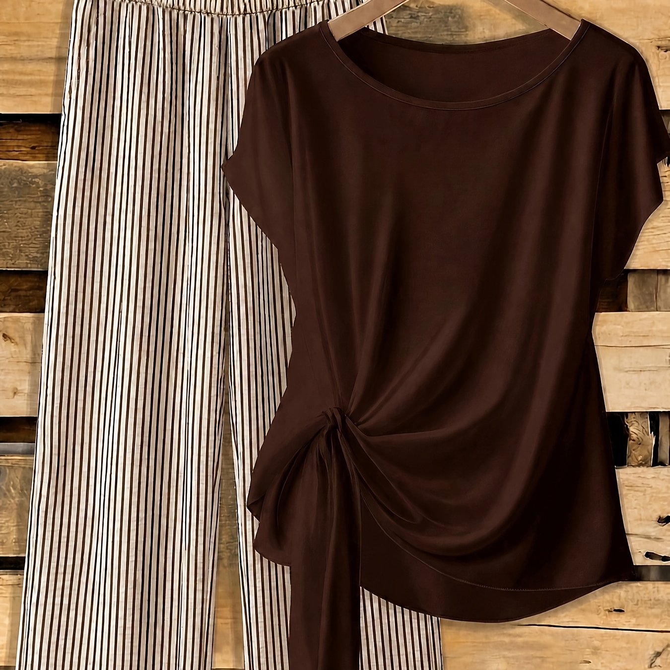 TEMU Women's Fashion Casual Popular Striped Printed Pants Set