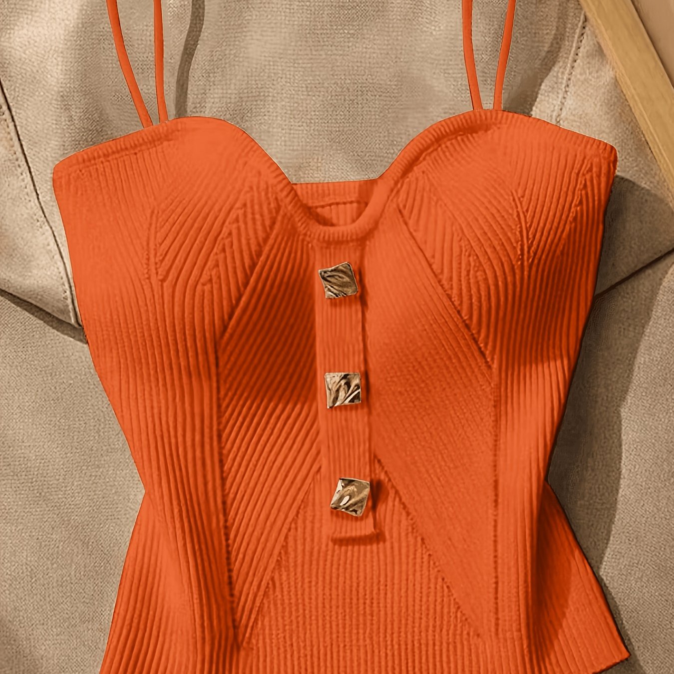 TEMU Women's Metal-embellished Body-hugging Top Zllz