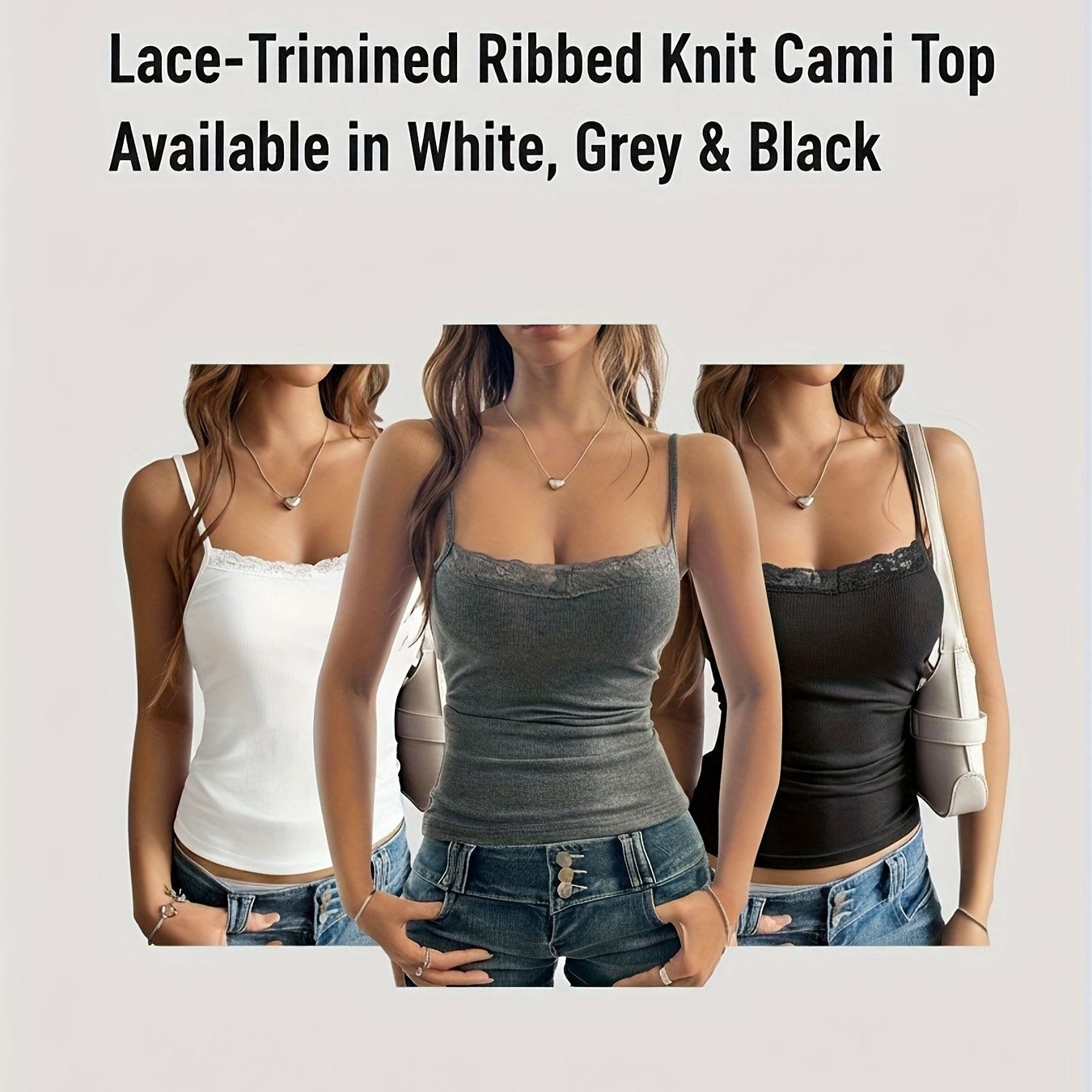 2025 European And American Valentine's Day Style Lace Trim Camisole, Sexy Slim- Layer For Inner Or Outer Wear, Multi-pack, Multiple Colors