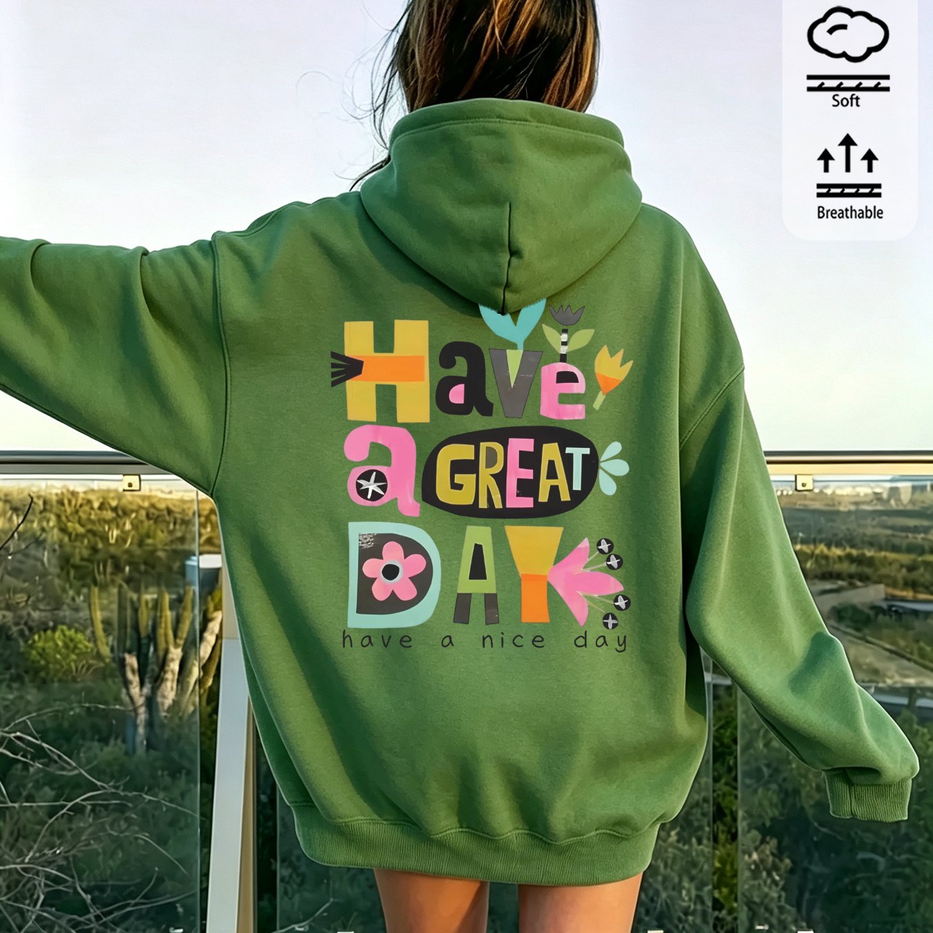 Image of Autumn Winter Women Hoodie Y2k Retro Street Style Colorful Letter & Floral Drawstring Pullover Jacket