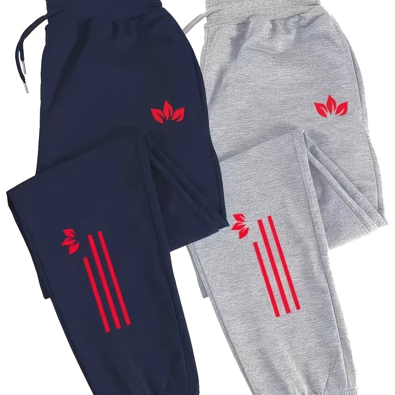 TEMU 2 pièces Pantalon de Jogging Homme Décontracté, Taille Élastique Ajustable avec Cordon, Tissu Tricoté 100% , Poches Latérales Légèrement