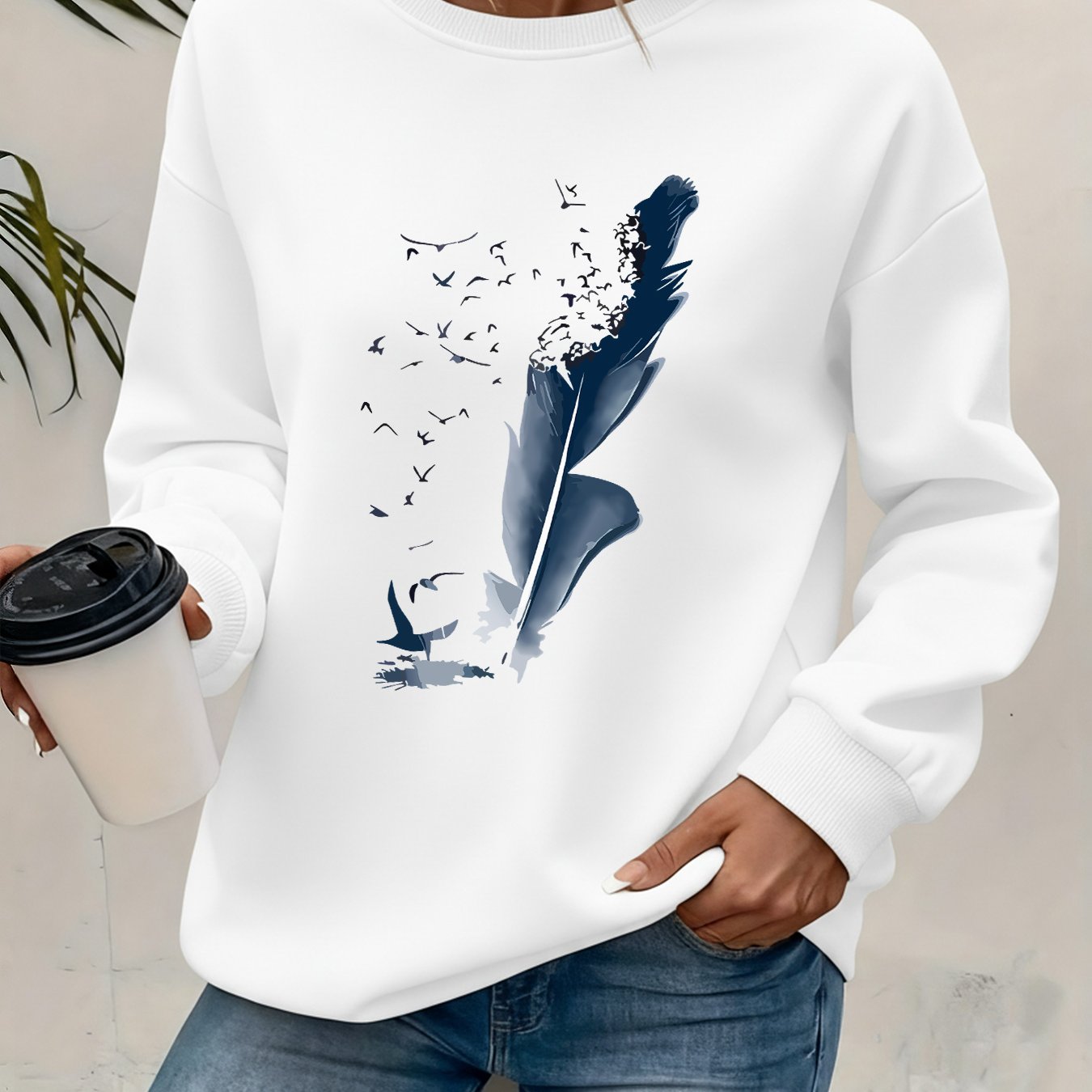TEMU Graphic Print Sweatshirt, Crew Neck Casual Sweatshirt For Winter & Fall, Women's Clothing