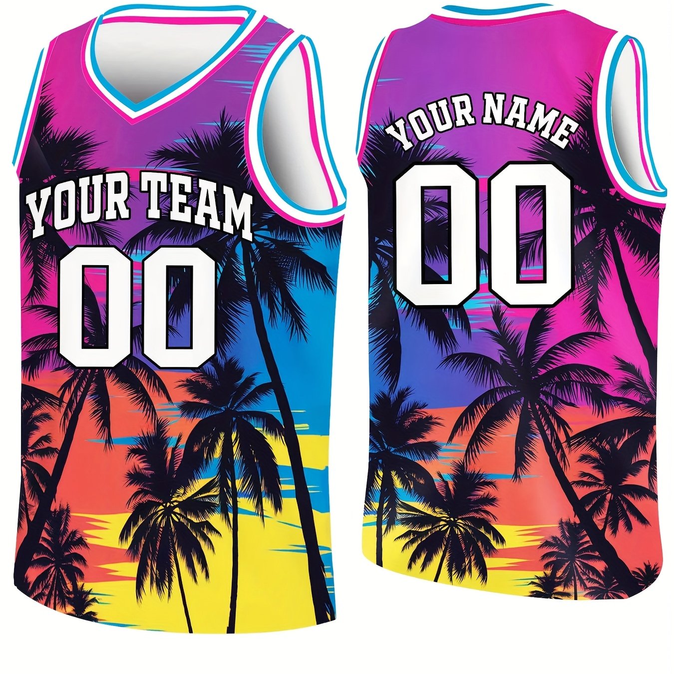 TEMU Customizable Basketball Jersey - Vibrant Design, Team Name & Number, Breathable Polyester, Ideal For Training & Games, Summer Sports Apparel | |