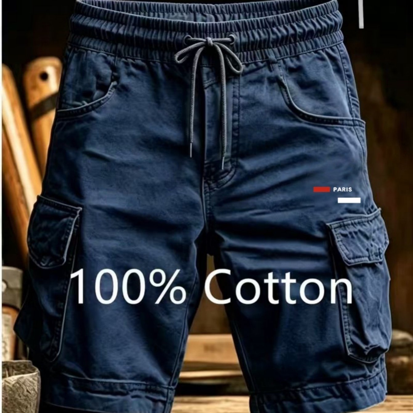 Men's Summer Cotton Shorts With Necklace Gift, Durable Wear For Daily Use